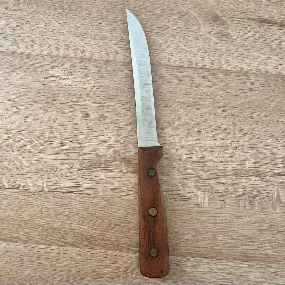 Vtg. Chicago Cutlery 61S 6" Boning‎ American Walnut Wood Handle Knife Full Tang